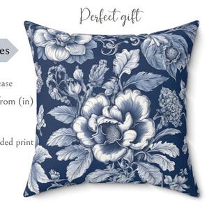 Blue and White floral Chinoiserie Throw Pillow Cover - Floral Cushion Cover, Art Printed Pillow Case, Home Decor