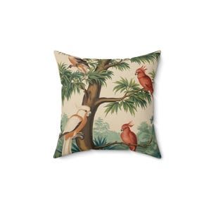 Bird cushion, Throw Pillow, Bird Pillow, botanical pillow, forest pillow, vintage cushion, Grandmillenial Decor, Decorative Throw Pillow