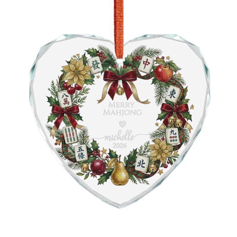 Merry Mahjong Ornament , Personalized Mahjong Christmas Ornament, Personalized Mahjong Lover Gift ,Mahjong Holiday Keepsake, Glass ornament image 10