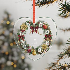 Merry Mahjong Ornament , Personalized Mahjong Christmas Ornament, Personalized Mahjong Lover Gift ,Mahjong Holiday Keepsake, Glass ornament image 9
