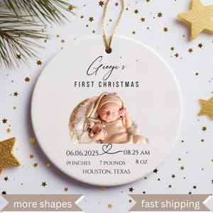 Personalized First Christmas Ornament New Baby Gift Baby Ornament Gift Personalized Ornament for Newborn Baby Christmas Ornament Ceramic