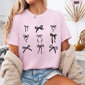 Black Bow tshirt, Messy coquette aesthetic shirt, best friend gift, gift for her, daughter gift, bow shirt, Comfort Colors ® shirt