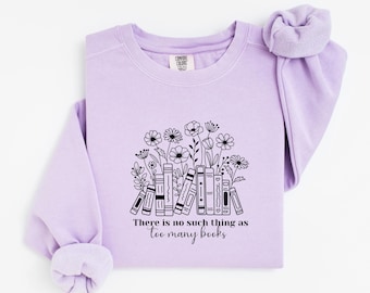 Book Lover Sweatshirt: Floral Books Graphic, Unisex Cotton Blend
