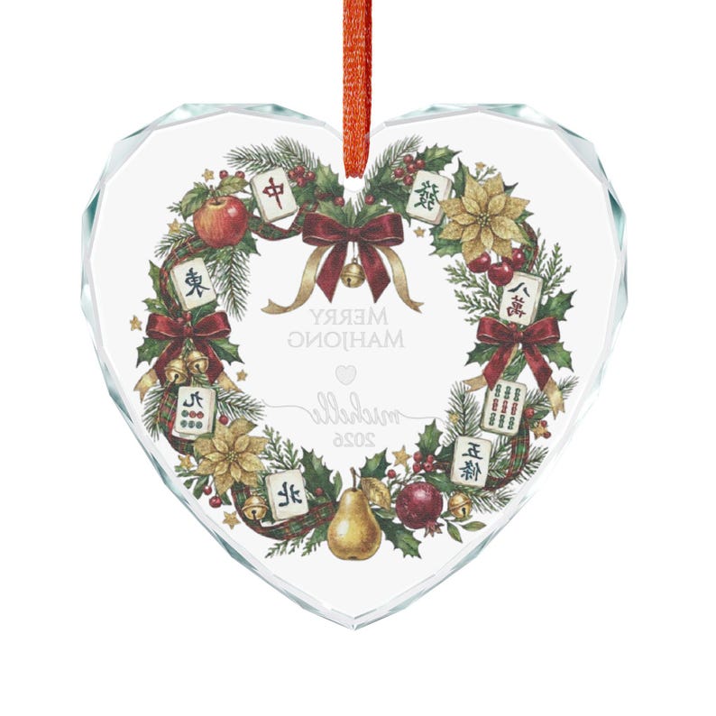 Merry Mahjong Ornament , Personalized Mahjong Christmas Ornament, Personalized Mahjong Lover Gift ,Mahjong Holiday Keepsake, Glass ornament image 11
