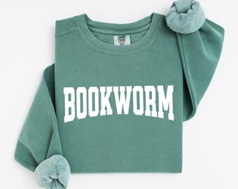 Bücherwurm Sweatshirt: Garment-dyed Baumwoll-Mix mit Rundhalsausschnitt