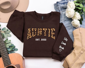 Sudadera personalizada para tía: nombres de sobrinos y sobrinas, camiseta personalizada para tía