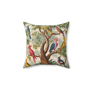 Bird cushion, Throw Pillow, Bird Pillow, botanical pillow, forest pillow, vintage cushion, Grandmillenial Decor, Decorative Throw Pillow