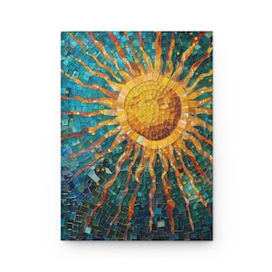 Diario de tapa dura The Sun, cuaderno personal, diario Sun con vidrieras de imitación, cuaderno Boho Celestial, regalo para ella, cuadernos para mujeres