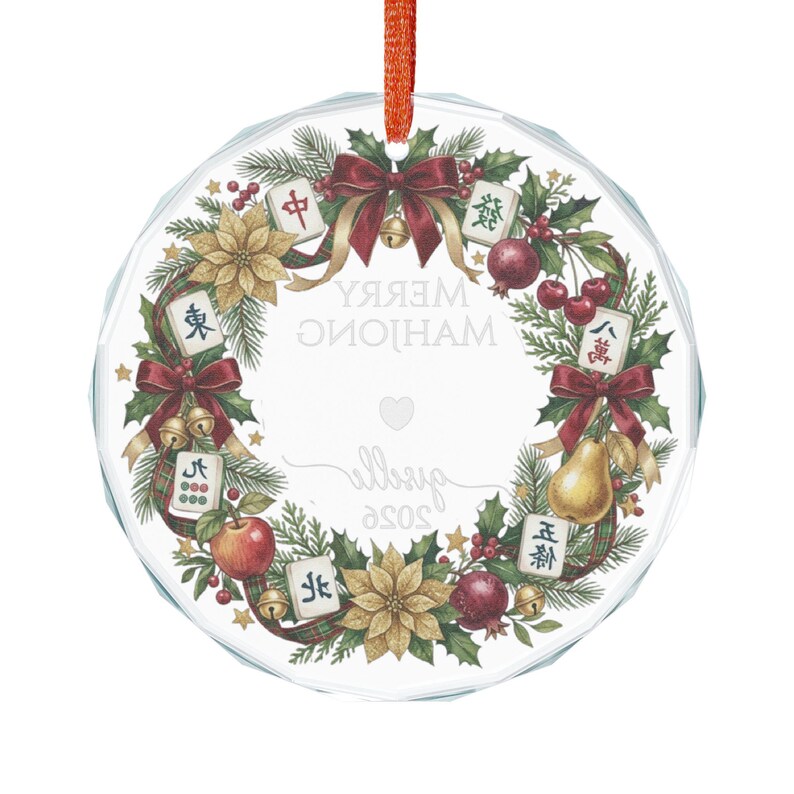 Merry Mahjong Ornament , Personalized Mahjong Christmas Ornament, Personalized Mahjong Lover Gift ,Mahjong Holiday Keepsake, Glass ornament image 13