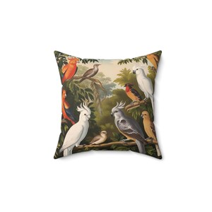 Bird cushion, Throw Pillow, Bird Pillow, botanical pillow, forest pillow, vintage cushion, Grandmillenial Decor, Decorative Throw Pillow