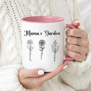 Personalized Birth Flower Mug, Custom Floral Coffee Mug, Gift For Mom, Gift For grandma, Custom birth month, Custom birth flower mug