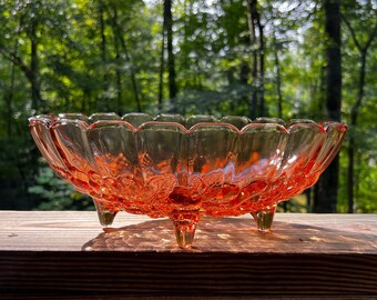 Indiana Garland pattern ~ Large 4-footed Fruit dish ~ glass ~ Oval Center Bowl - vintage glass bowl - vintage fruit bowl/ centerpiece