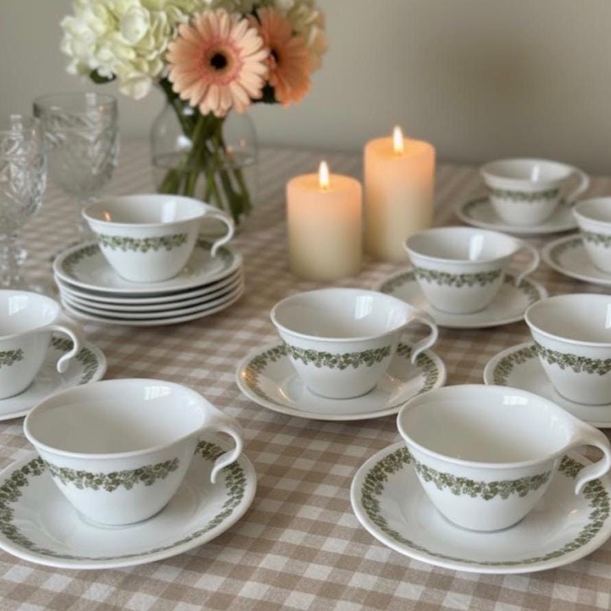 Vintage Corelle Spring Blossom Crazy Daisy Cup Saucer Set Hook