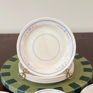 Corelle - Needlepoint - Salad Plates - Bowls - Saucers - Vintage Corelle by Corning