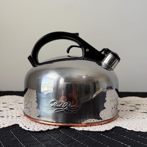 Vintage Revere Ware 2.3 Qt Copper Bottom Tea Kettle Paul Revere 1801 Whistling Pot
