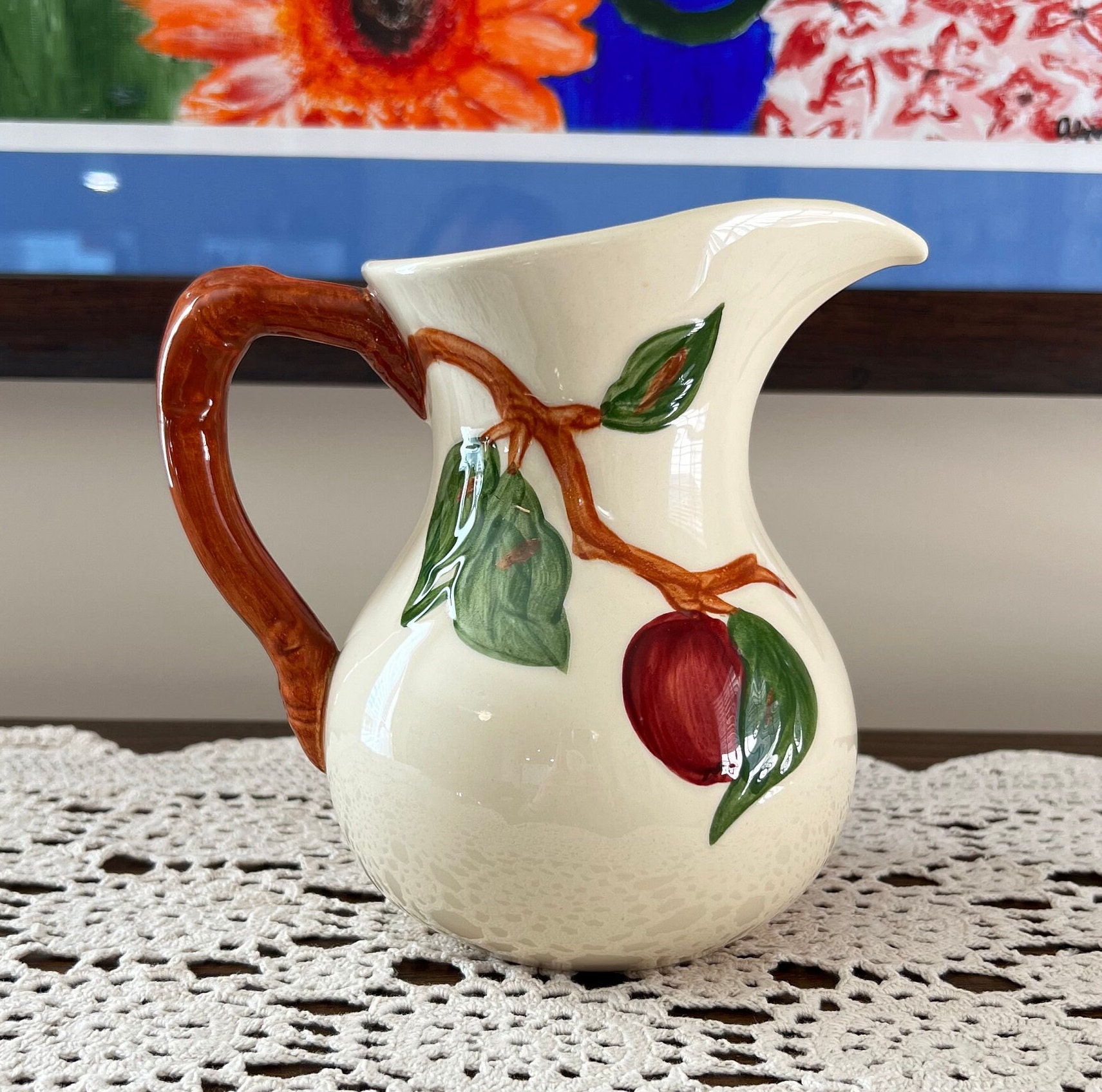 Vintage Franciscan Apple Pitcher: Hand-painted Earthenware 28oz, USA ...