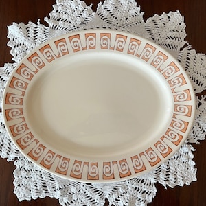 HARMONY HOUSE Olympia Serving Platter 13.5” Greek Key Pattern - vintage platter