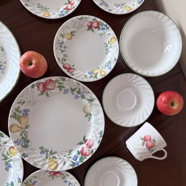 Corelle- Corning- Chutney- plates, bowls, cups, saucers, platter- vintage dinnerware- farmhouse