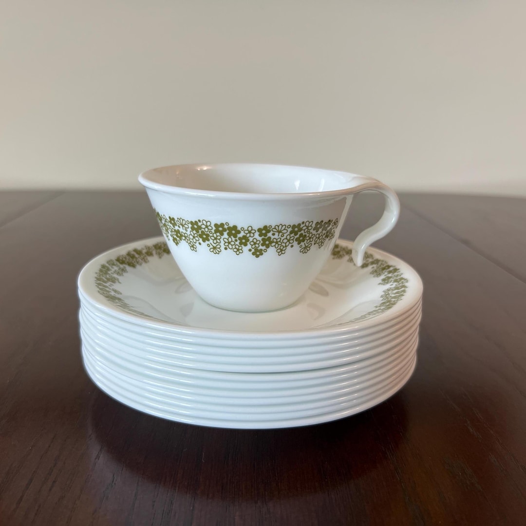 Vintage Corelle Spring Blossom Crazy Daisy Cup Saucer Set Hook