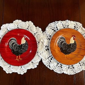 Rooster salad plates 1999 - 8&quot; - Warren Kimble for Sakura - Black and White Rooster- sold separately - vintage