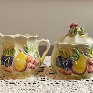Japan Ceramic Art Deco Set - Creamer & Sugar- 1960s - vintage