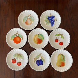Ebeling & Ruess - Czechoslovakia - Fruit Plates - 8.5” - set of 8 - vintage dinnerware - vintage kitchen decor - fruit/orchard/harvest theme