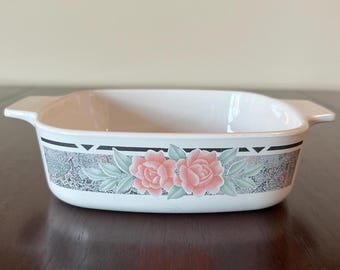 Vintage Corning Corelle Silk Roses Casserole Dish: 1-Qt Square Dinnerware,  Cottage-style kitchens