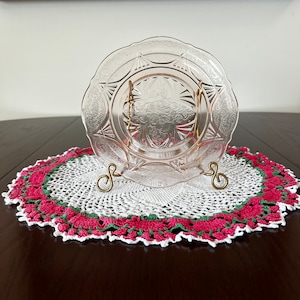 Hazel Atlas - Royal Lace - 8.5” salad plate - Pink depression glass - vintage dinnerware