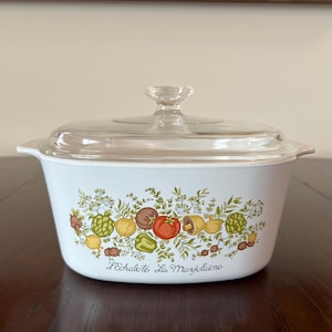 Corning ware- Spice of Life - 3qt Casserole Dish w/ Lid - L&#39;Echalote La Marjolaine - A-3-B - Pyrex Lid A-9-C - MCM - Vintage Casserole