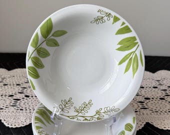 Royal Norfolk “Green Leaves” Soup Bowls • Set of 4 • 7.5" • Vintage Stoneware • Botanical Charm