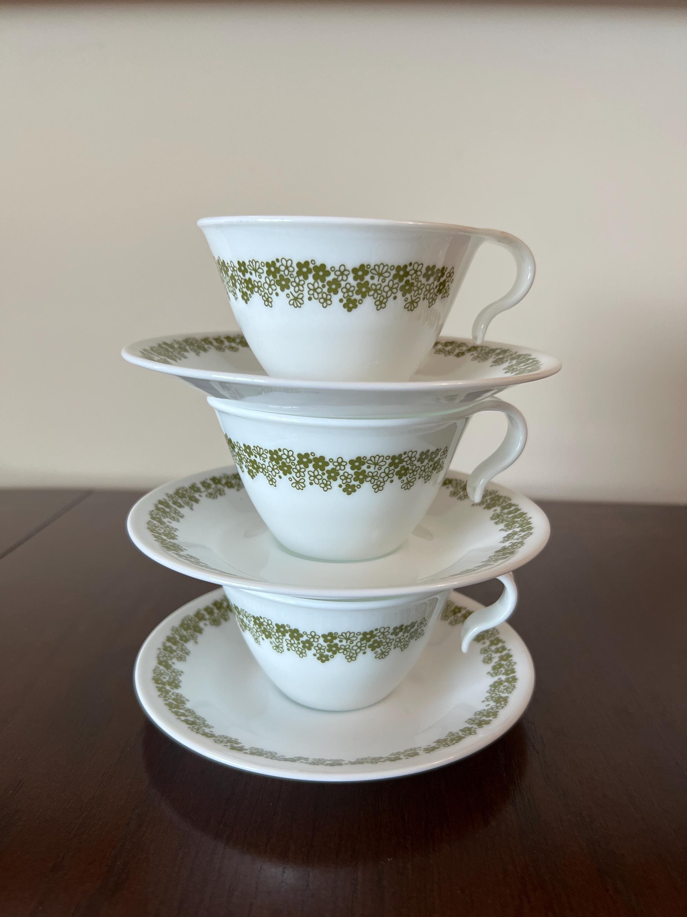 Vintage Corelle Spring Blossom Crazy Daisy Cup Saucer Set Hook