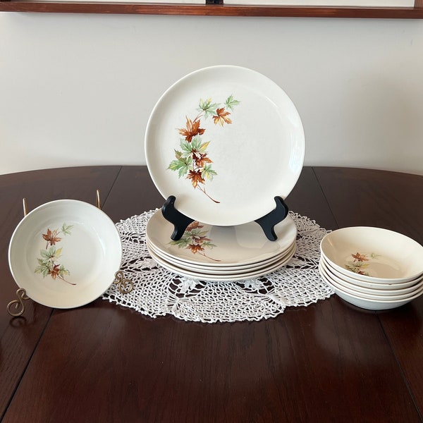 Maple Leaf by SALEM- dinner plates, cereal bowls- 1950s - vintage dinnerware