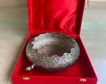 German Silver Tortoise Urli , Decorative Urli For Floating Flowers and Tea Light , Decorative Bowl , Indian Home Decor , Express Delivery