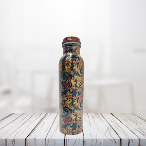 Designer Copper Green Water Bottle | Printed Copper Bottle | Copper Bottle | Premium Quality Copper Bottle | Natural health benefits (950ml)