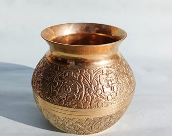 Designer Lota aus reinem Messing | Messing Pooja Lota | Kalash Lota | Lota Kamandal | Handmade Lota aus Messing | Indische ethnische Messing Lota | Pooja Dekor
