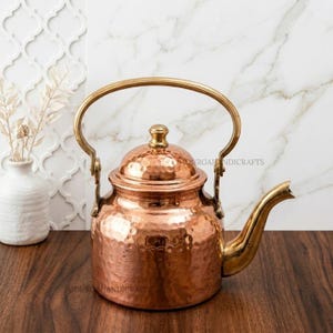 Hammered Copper Tea Kettle | Handmade Indian Decor | Tea Serving | Kitchen Utensils | Free Delivery