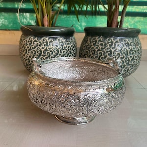 Duitse zilveren Urli met papegaai, Urli-decoratie, decoratieve kom, decor entree, festivaldecor, housewarmingcadeau, gratis expreslevering
