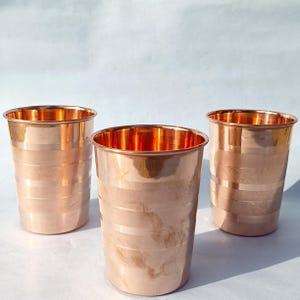 Handgjorda dricksglas i rent koppar, Ayurvediskt dricksglas, 250 ml, kopparvattenkopp, enkel lyxig kopparmugg, kopparglas