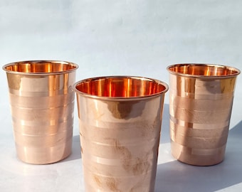 Handcrafted Pure Copper Drinking Glasses, Ayurveda Drinkware, 250ml, Copper Water Cup, Plain Luxury Copper Mug, Copper glass