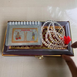 999 puur zilveren zangboek met 108 kralen malakristallen in geschenkverpakking, Hanuman Chalisa-bladwijzer, aangepaste kaart voor gebeden, bulkgeschenken