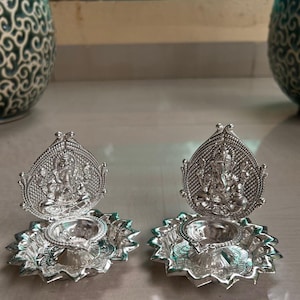 Kavel van 200 Duits zilver Laxmi Ganesh Deepam, puur zilver, trouwbedankje, bulkcadeaus-retourcadeau-religieus cadeau, gratis expreslevering