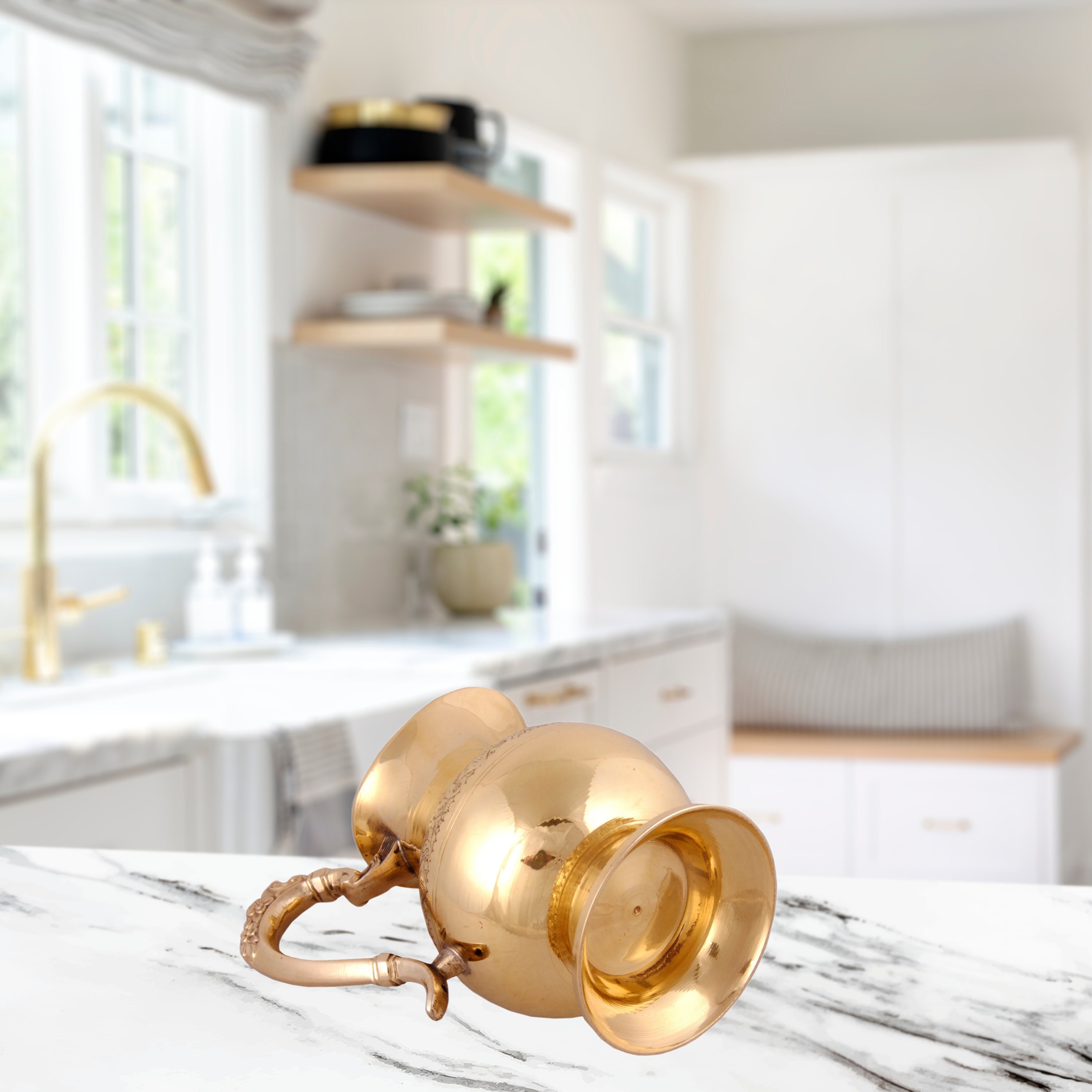 Pure Brass Jug Pitcher Engraved Design | Leak Proof | Brass Shahi