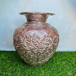 German Silver Kalash, Carved kalash, Kalash For Puja, Flower Vase, Pooja Article, Free Express Delivery