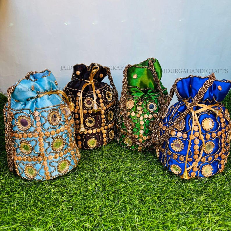 Lot of 200 Indian Handmade Women's Embroidered Clutch, Purse , Potli Bag ,Pouch Drawstring Bag Wedding Favor, Wedding Return Gift, Free Ship