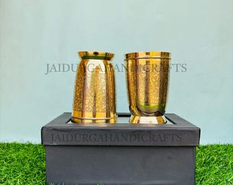 Handcrafted 100% Pure Brass Glass Drinkware| Set Of Ayurveda Glasses| 300Ml | Free Delivery
