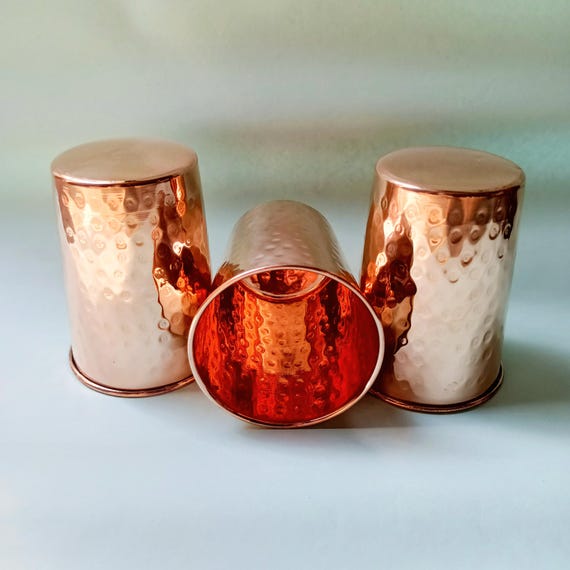 2 Gobelets Cuivre Pur Ayurvédique 300ml - Verres Santé Traditionnels Pour Eau