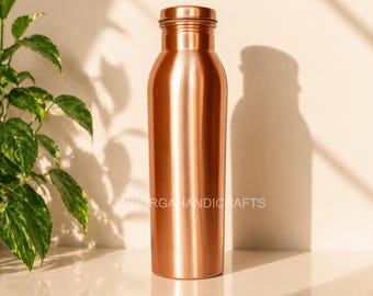 Pure Copper Water Bottle Handmade Ayurvedic Drinking Bottle Gym Yoga Health Drinkware