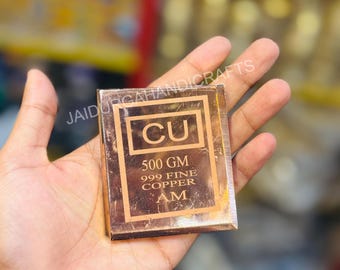 99.9% Pure Copper Bar | 500gm Investment Grade Bullion | Solid Raw Hand Poured Biscuit