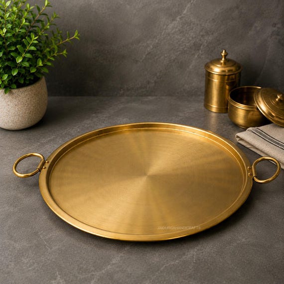Brass Dosa Tava 31.5cm Handmade Indian Cooking Tawa Traditional Cookware Kitchen Serving Tray Pan