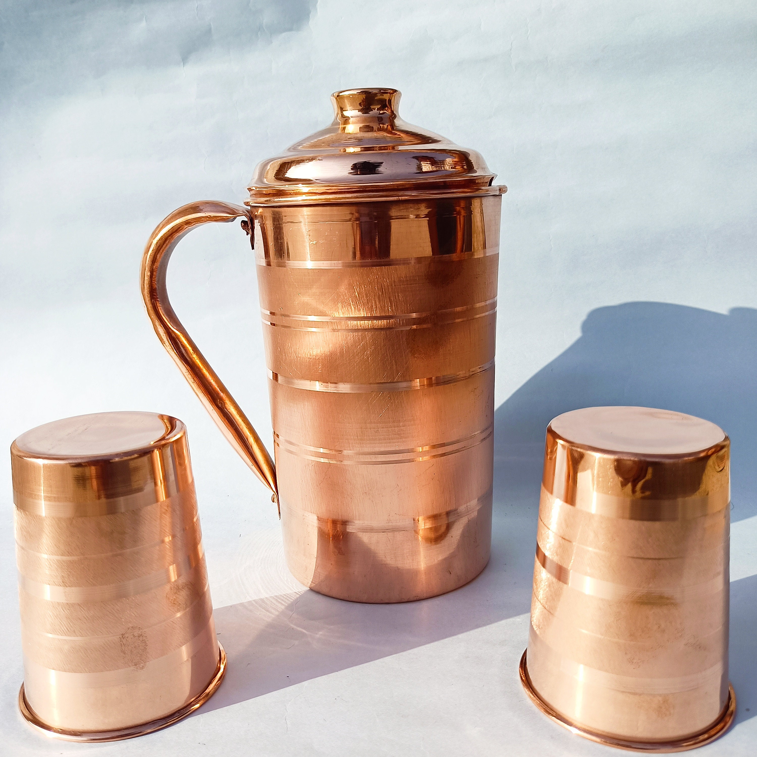 Copper Water Bottle | 100% Pure Copper Jug and Glass Combo | 1000